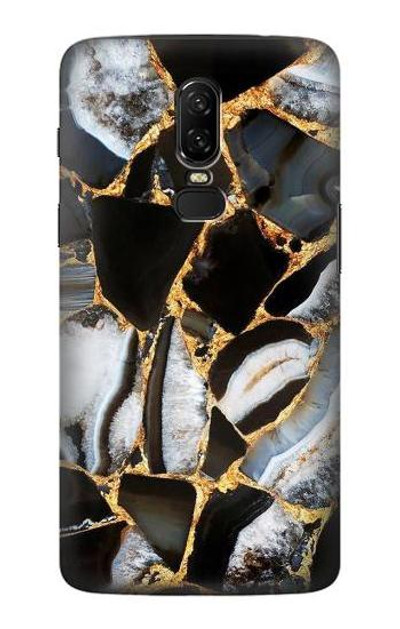 S3419 Gold Marble Graphic Print Case Cover Custodia per OnePlus 6