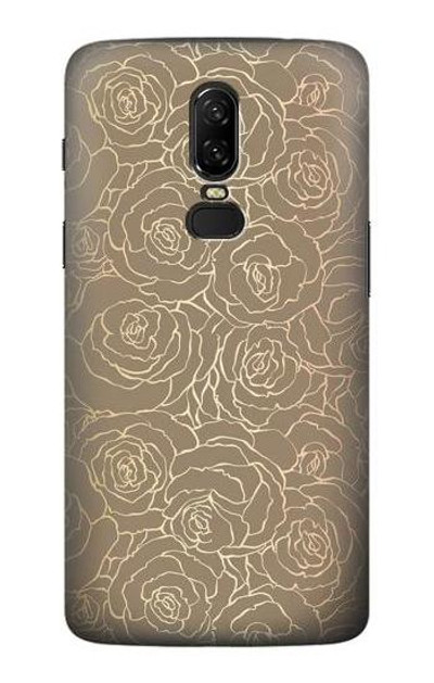 S3466 Gold Rose Pattern Case Cover Custodia per OnePlus 6