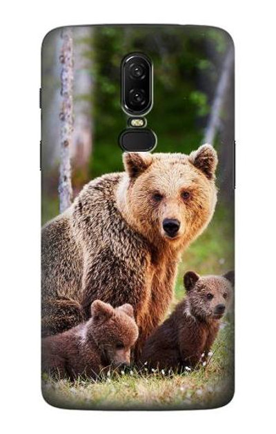 S3558 Bear Family Case Cover Custodia per OnePlus 6