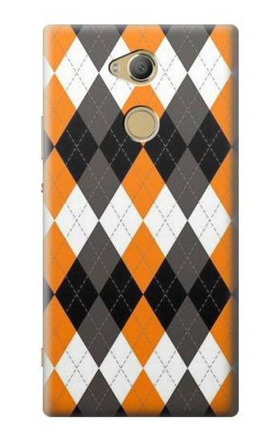 S3421 Black Orange White Argyle Plaid Case Cover Custodia per Sony Xperia XA2 Ultra