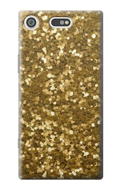 S3388 Gold Glitter Graphic Print Case Cover Custodia per Sony Xperia XZ1