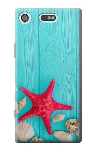 S3428 Aqua Wood Starfish Shell Case Cover Custodia per Sony Xperia XZ1