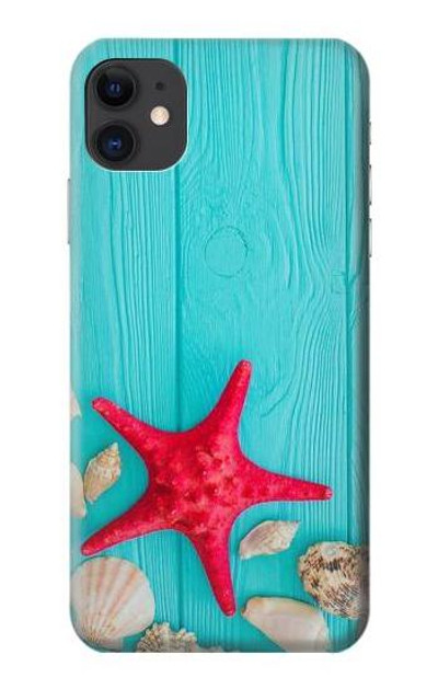S3428 Aqua Wood Starfish Shell Case Cover Custodia per iPhone 11