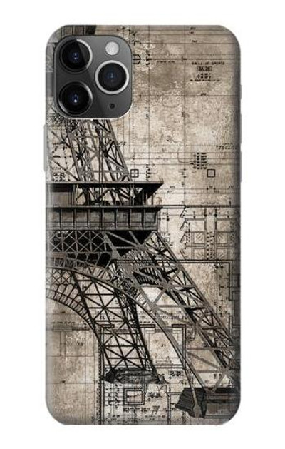 S3416 Eiffel Tower Blueprint Case Cover Custodia per iPhone 11 Pro