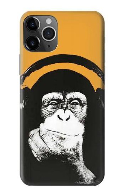 S2324 Funny Monkey with Headphone Pop Music Case Cover Custodia per iPhone 11 Pro Max