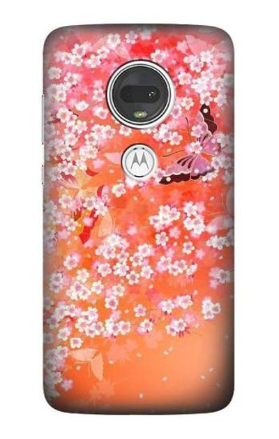 S2543 Japanese Kimono Style Flower Pattern Case Cover Custodia per Motorola Moto G7, Moto G7 Plus