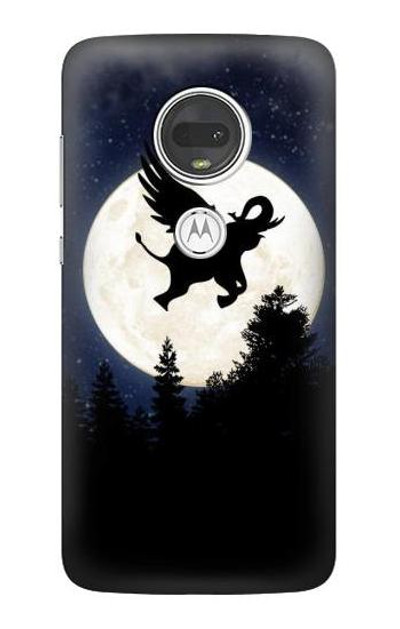S3323 Flying Elephant Full Moon Night Case Cover Custodia per Motorola Moto G7, Moto G7 Plus