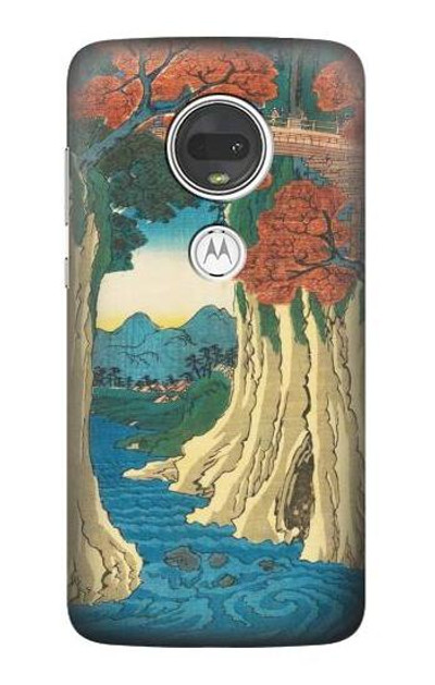 S3348 Utagawa Hiroshige The Monkey Bridge Case Cover Custodia per Motorola Moto G7, Moto G7 Plus