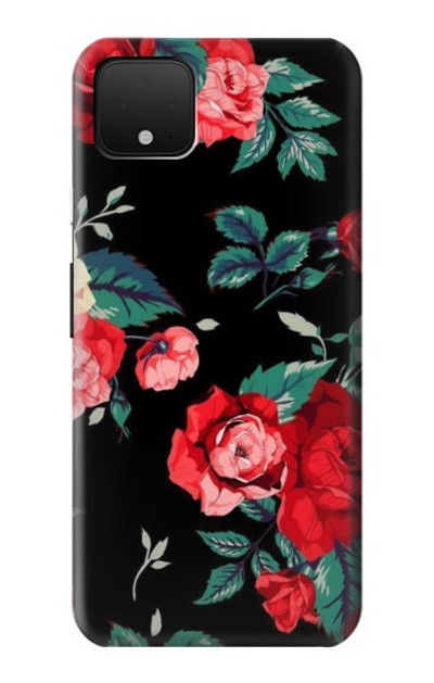 S3112 Rose Floral Pattern Black Case Cover Custodia per Google Pixel 4