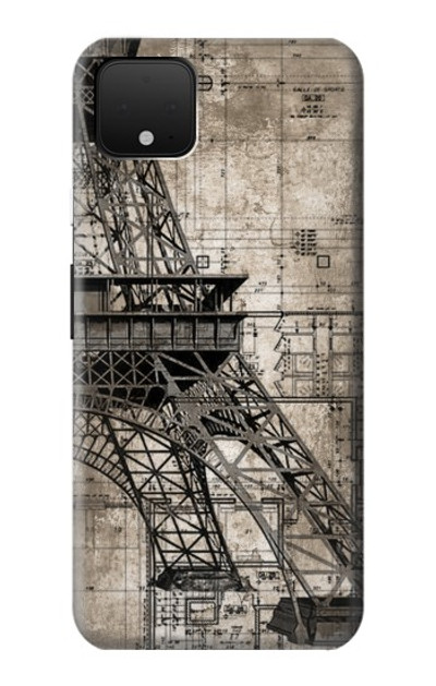 S3416 Eiffel Tower Blueprint Case Cover Custodia per Google Pixel 4 XL