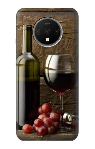 S1316 Grapes Bottle and Glass of Red Wine Case Cover Custodia per OnePlus 7T