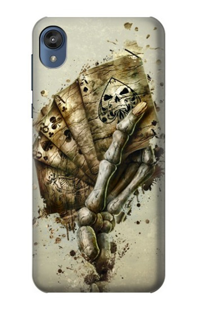 S0550 Skull Card Poker Case Cover Custodia per Motorola Moto E6, Moto E (6th Gen)