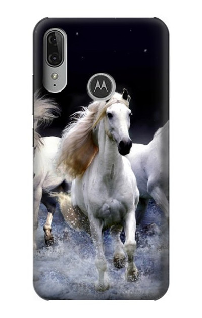 S0246 White Horse Case Cover Custodia per Motorola Moto E6 Plus, Moto E6s