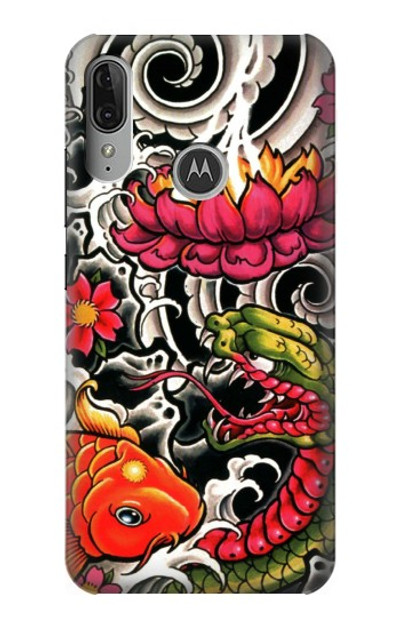 S0605 Yakuza Tattoo Case Cover Custodia per Motorola Moto E6 Plus, Moto E6s