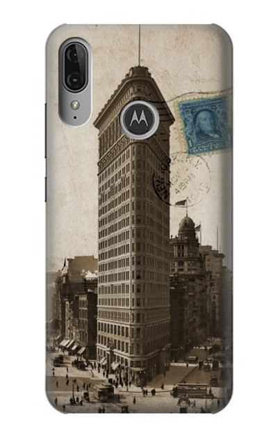 S2832 New York 1903 Flatiron Building Postcard Case Cover Custodia per Motorola Moto E6 Plus, Moto E6s