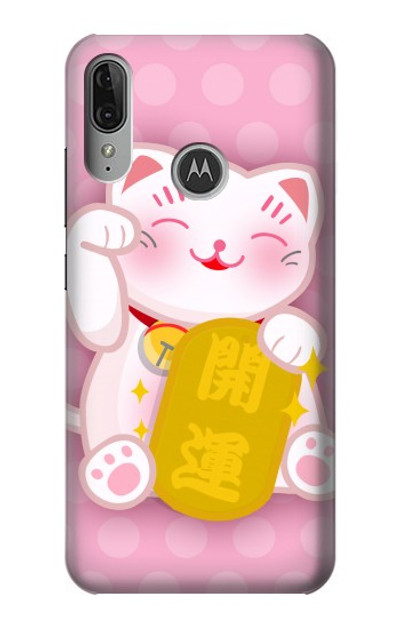 S3025 Pink Maneki Neko Lucky Cat Case Cover Custodia per Motorola Moto E6 Plus, Moto E6s