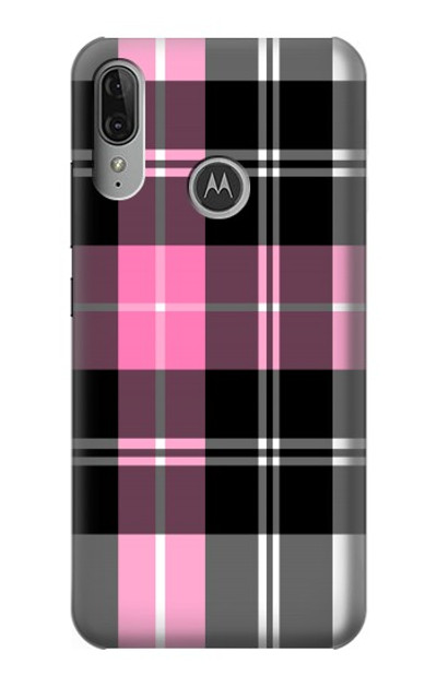 S3091 Pink Plaid Pattern Case Cover Custodia per Motorola Moto E6 Plus, Moto E6s