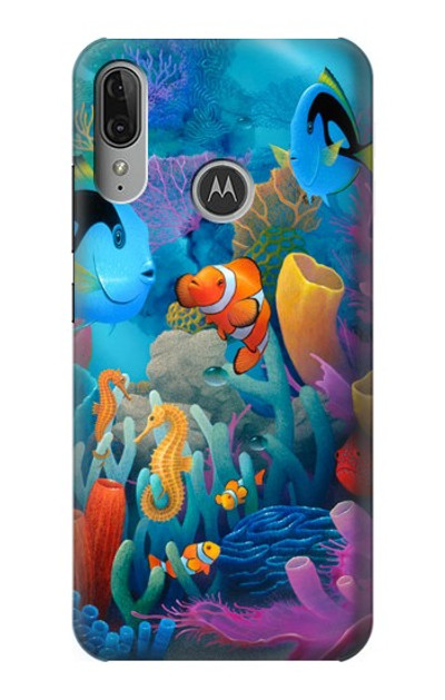 S3227 Underwater World Cartoon Case Cover Custodia per Motorola Moto E6 Plus, Moto E6s