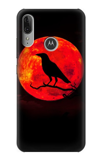 S3328 Crow Red Moon Case Cover Custodia per Motorola Moto E6 Plus, Moto E6s