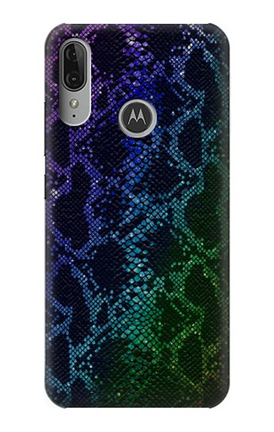 S3366 Rainbow Python Skin Graphic Print Case Cover Custodia per Motorola Moto E6 Plus, Moto E6s