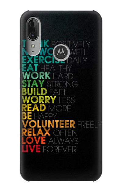 S3523 Think Positive Words Quotes Case Cover Custodia per Motorola Moto E6 Plus, Moto E6s