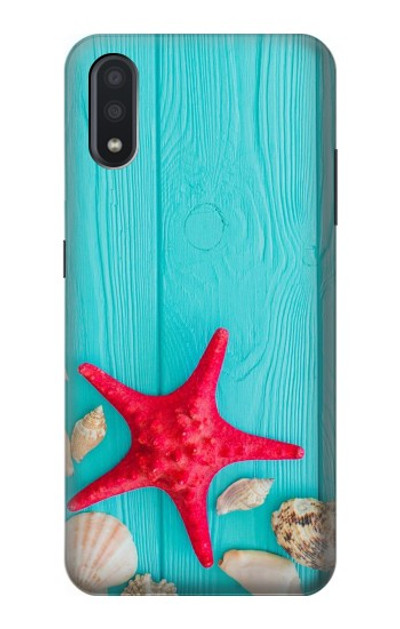 S3428 Aqua Wood Starfish Shell Case Cover Custodia per Samsung Galaxy A01