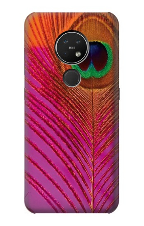 S3201 Pink Peacock Feather Case Cover Custodia per Nokia 7.2