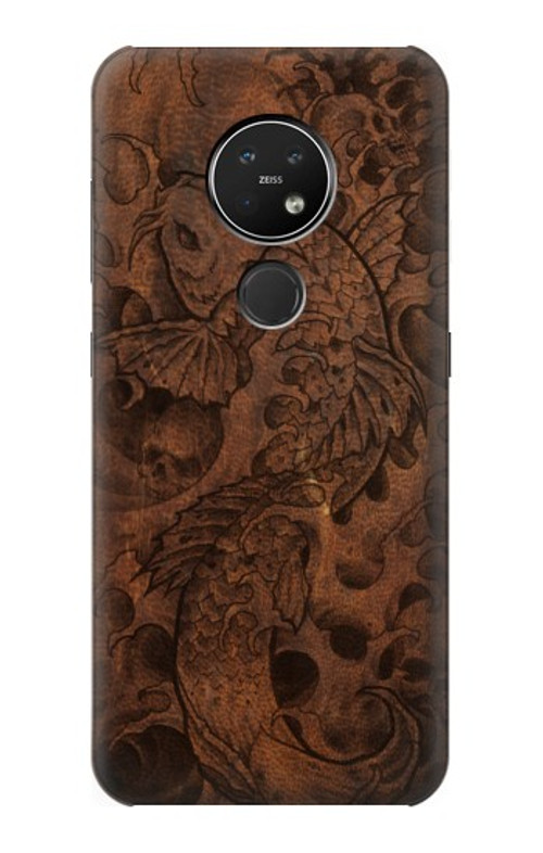 S3405 Fish Tattoo Leather Graphic Print Case Cover Custodia per Nokia 7.2