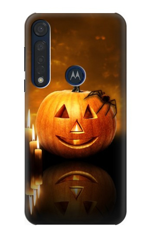 S1083 Pumpkin Spider Candles Halloween Case Cover Custodia per Motorola Moto G8 Plus