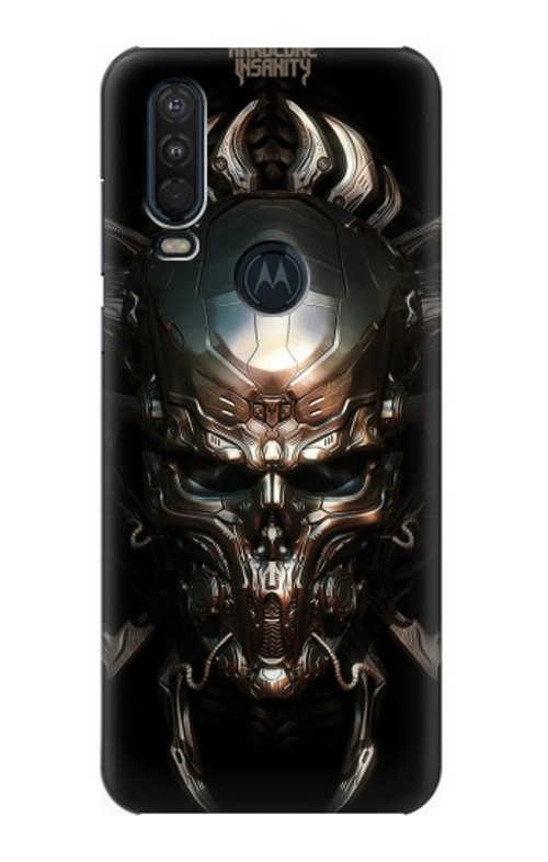 S1027 Hardcore Metal Skull Case Cover Custodia per Motorola One Action (Moto P40 Power)