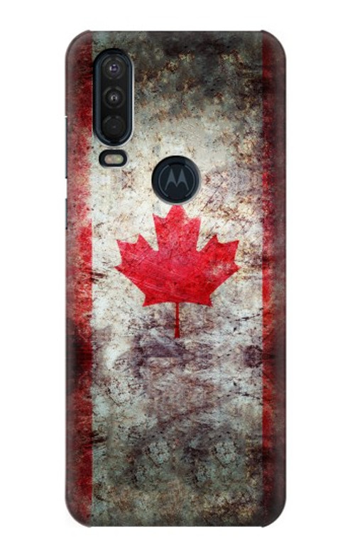 S2490 Canada Maple Leaf Flag Texture Case Cover Custodia per Motorola One Action (Moto P40 Power)