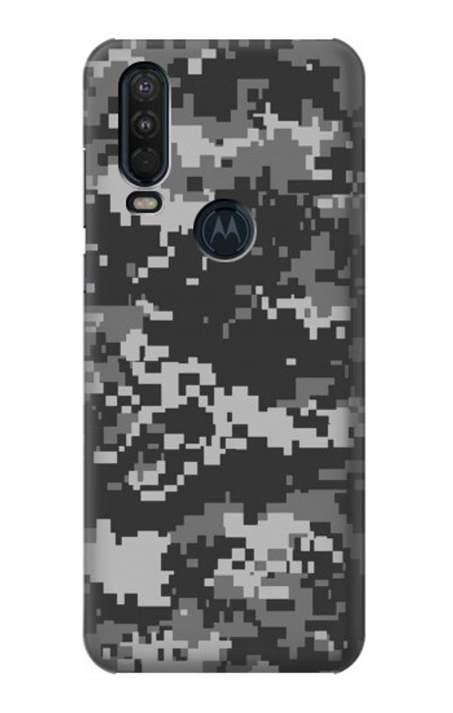 S3293 Urban Black Camo Camouflage Case Cover Custodia per Motorola One Action (Moto P40 Power)