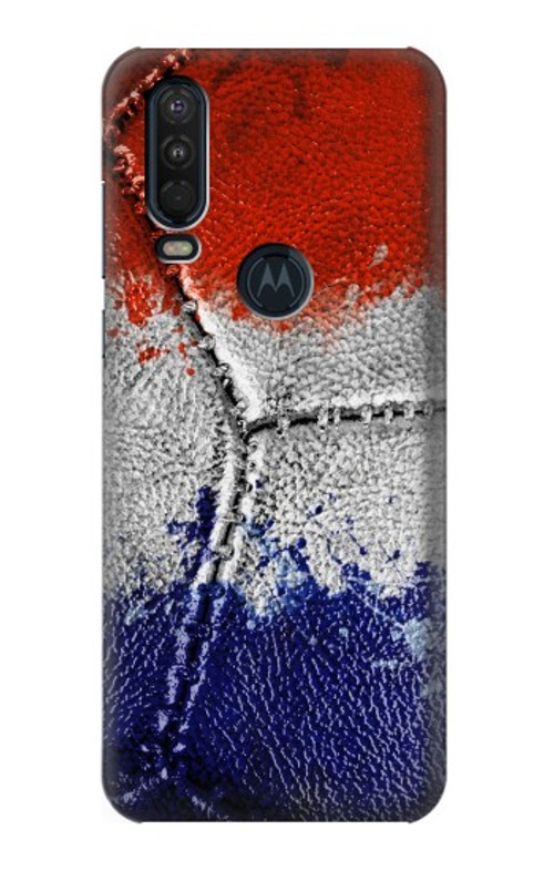 S3304 France Flag Vintage Football Graphic Case Cover Custodia per Motorola One Action (Moto P40 Power)