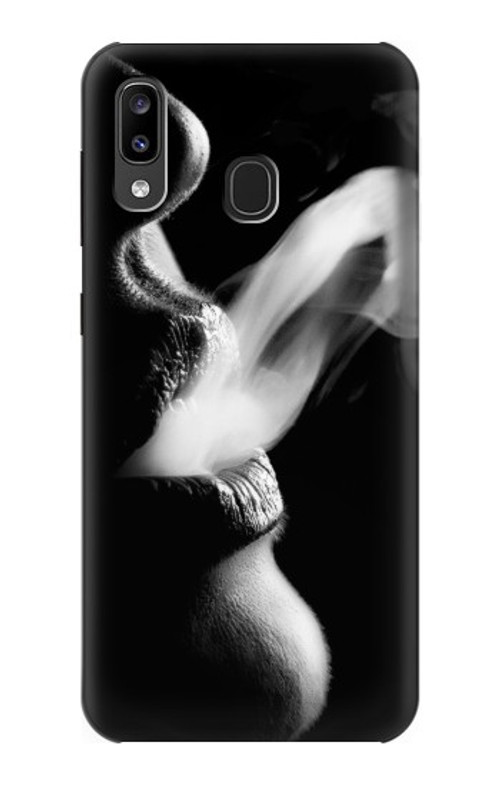 S0917 Sexy Lip Girl Smoking Case Cover Custodia per Samsung Galaxy A20, Galaxy A30