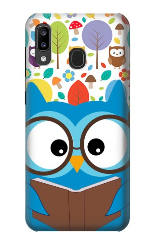 S2521 Cute Nerd Owl Cartoon Case Cover Custodia per Samsung Galaxy A20, Galaxy A30