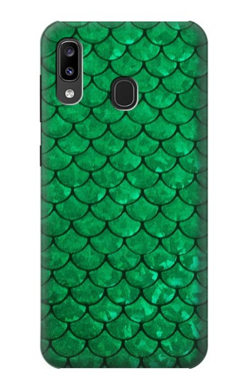 S2704 Green Fish Scale Pattern Graphic Case Cover Custodia per Samsung Galaxy A20, Galaxy A30