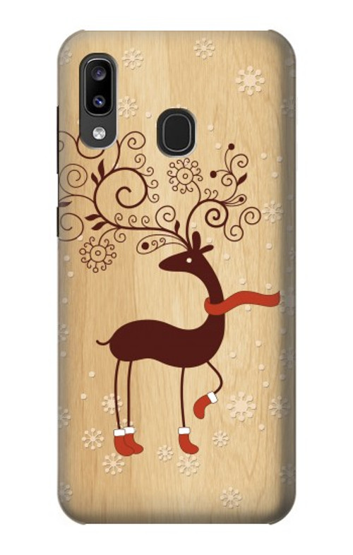 S3081 Wooden Raindeer Graphic Printed Case Cover Custodia per Samsung Galaxy A20, Galaxy A30