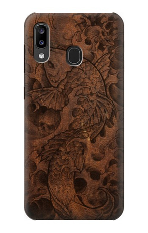 S3405 Fish Tattoo Leather Graphic Print Case Cover Custodia per Samsung Galaxy A20, Galaxy A30