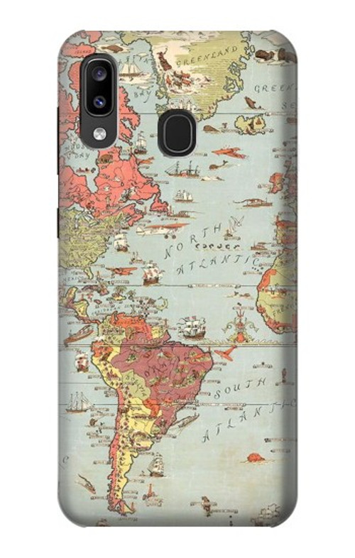 S3418 Vintage World Map Case Cover Custodia per Samsung Galaxy A20, Galaxy A30