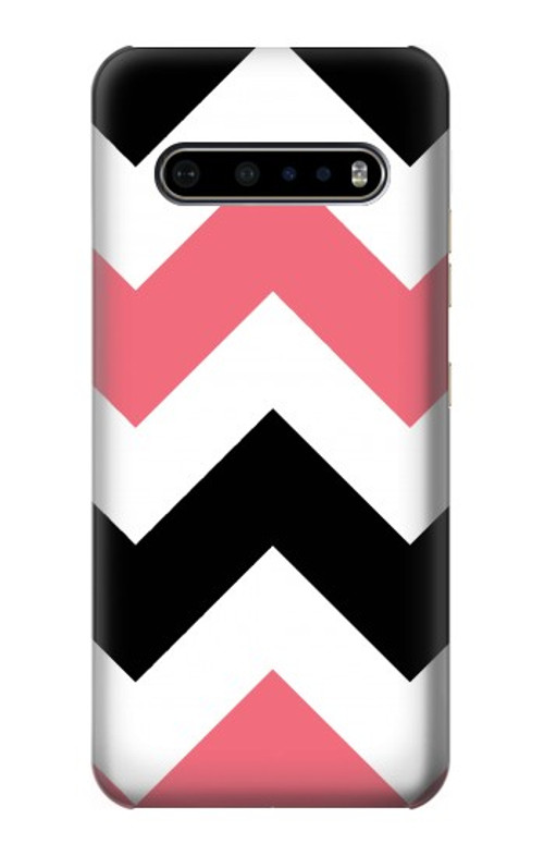 S1849 Pink Black Chevron Zigzag Case Cover Custodia per LG V60 ThinQ 5G