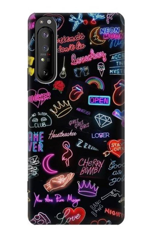 S3433 Vintage Neon Graphic Case Cover Custodia per Sony Xperia 1 II