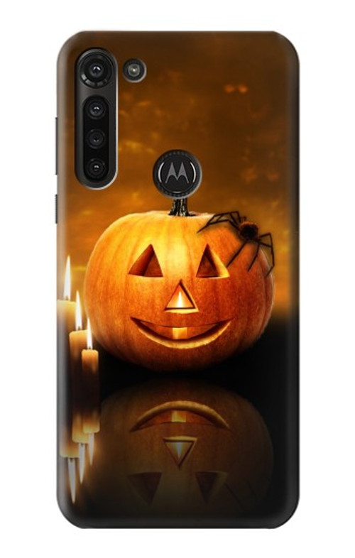 S1083 Pumpkin Spider Candles Halloween Case Cover Custodia per Motorola Moto G8 Power