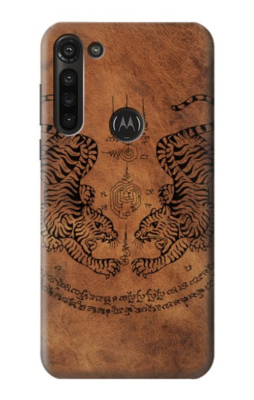 S3209 Sak Yant Twin Tiger Case Cover Custodia per Motorola Moto G8 Power