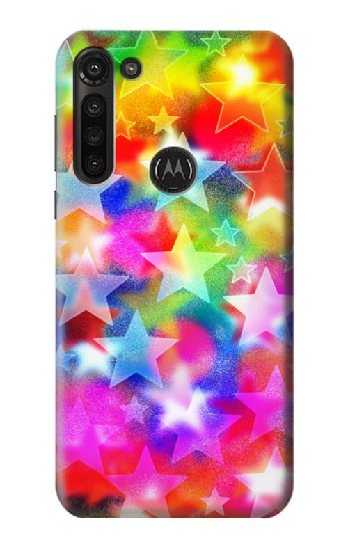 S3292 Colourful Disco Star Case Cover Custodia per Motorola Moto G8 Power