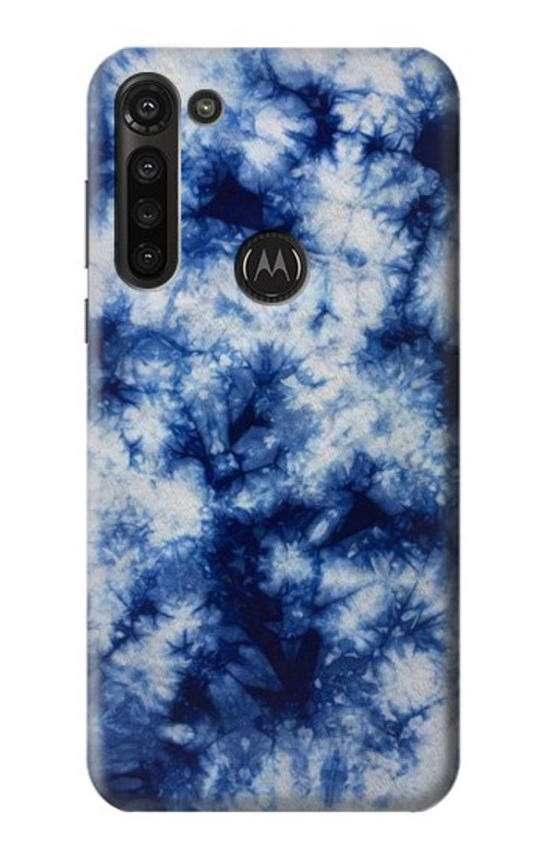 S3439 Fabric Indigo Tie Dye Case Cover Custodia per Motorola Moto G8 Power