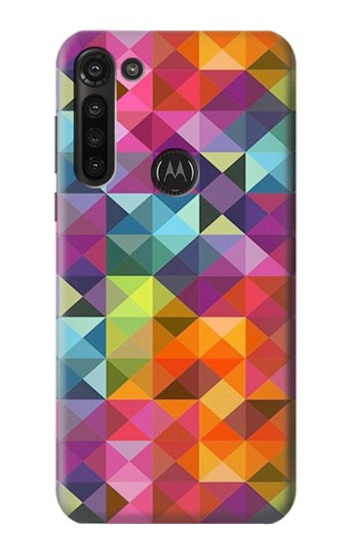 S3477 Abstract Diamond Pattern Case Cover Custodia per Motorola Moto G8 Power