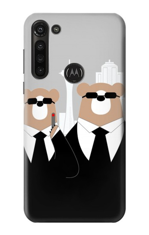 S3557 Bear in Black Suit Case Cover Custodia per Motorola Moto G8 Power