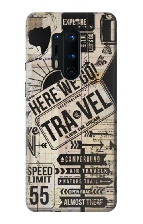 S3441 Vintage Travel Case Cover Custodia per OnePlus 8 Pro