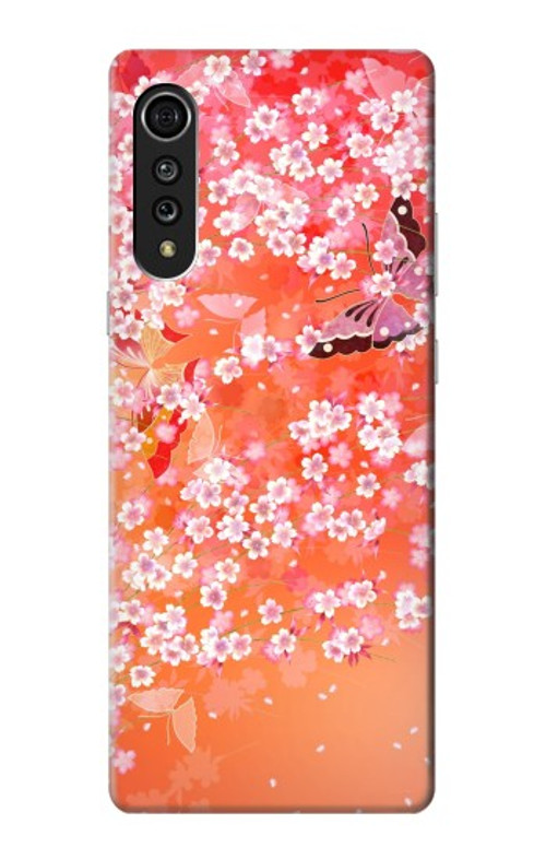 S2543 Japanese Kimono Style Flower Pattern Case Cover Custodia per LG Velvet S2543 Japanese Kimono Style Flower Pattern Case Cover Custodia per LG Velvet