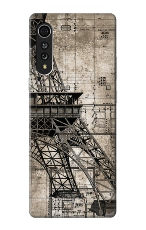 S3416 Eiffel Tower Blueprint Case Cover Custodia per LG Velvet